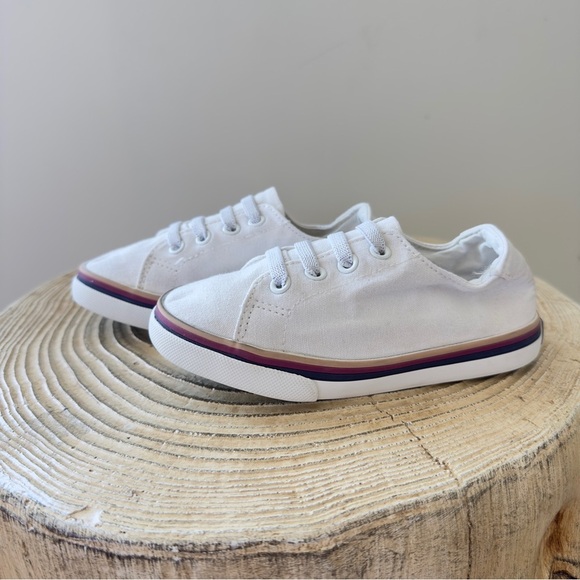 Janie and Jack White Toddler Sunset Stripe Sneakers with Size 9 - Picture 5 of 11